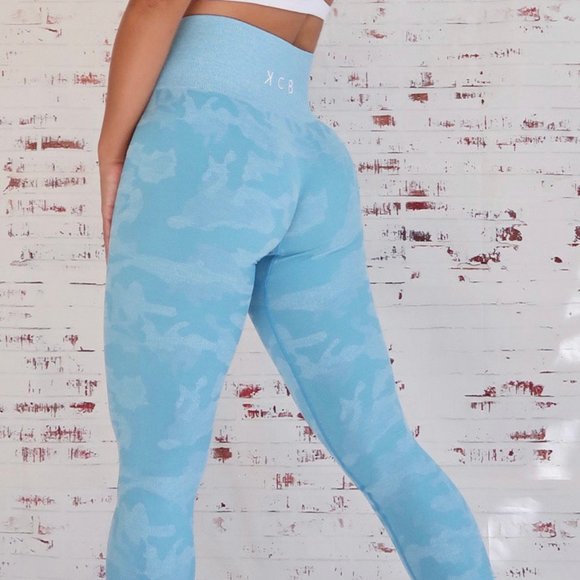 KCB Camoflauge Pattern Seamless Leggings - Light Blue - XS - Picture 1 of 6